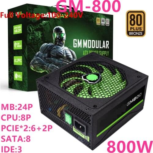 New Original PSU For GameMax Brand ATX Half Modular 80plus Bronze Silent Power Supply for Video Games 800W Power Supply GM-800