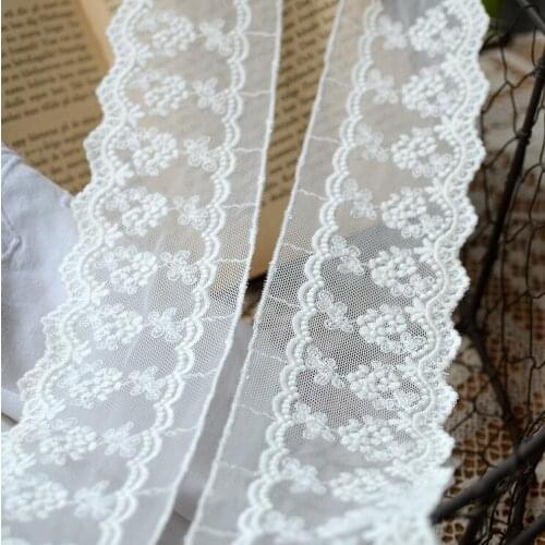1 Meter Very Beautiful Cotton 6.5cm Width off White Embroidered Lace Trims Trimming Sewing Lace Fabric 6.5cm
