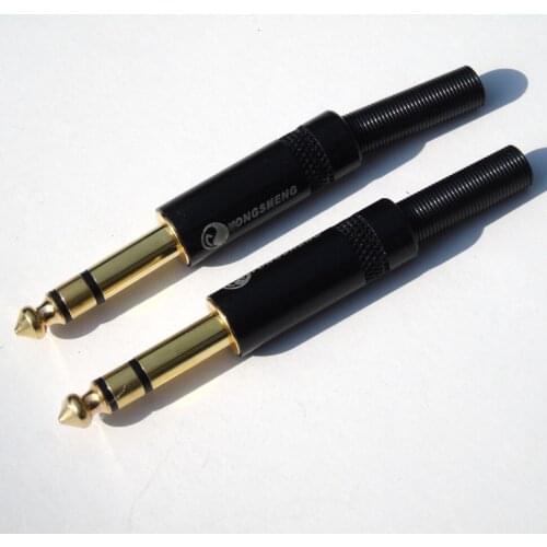 Wholesale 20pcs/lot male 1/4" stereo 6.35mm PLUG FOR MIC Microphone Speaker-black with LOGO