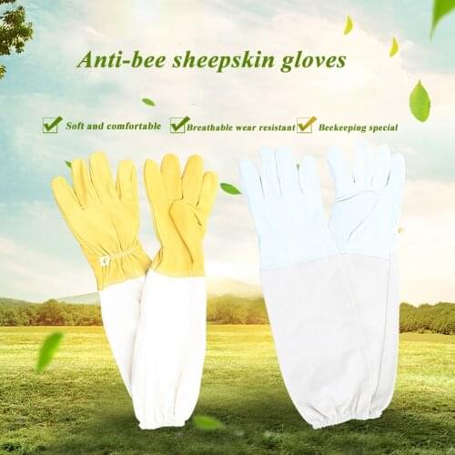 1 pair beehive gloves beekeeping sheepskin guantes apicultura guantes de colmena luvas de colmeia bee protection home equipo