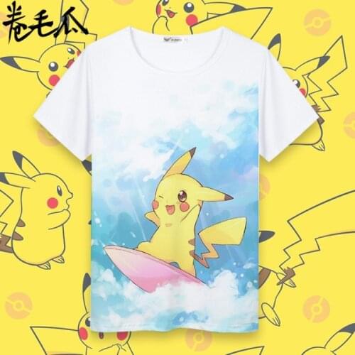 Pokemon Men T-shirt Parent-child Outfit Pikachu Anime Oversized T-shirt Summer Kawaii Short Sleeve Couple Outfit Camisetas Girl