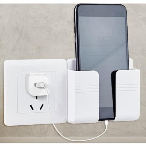 Charger Rack Shelf Phone Holder Remote Control Hanger Base Home Wall Mount Multifunction Bracket Adhesive Universal Phone Stand
