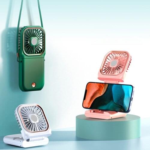 Hanging Neck Fans Mini Portable Folding USB Small Fan Mute Power Bank Portable Handheld Desktop Multi Function Charge Fan