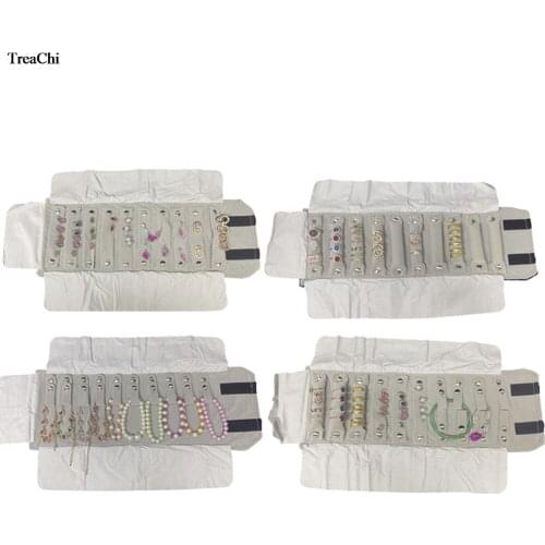 Sale Mini Velvet Jewelry Display Storage Carry Pouch Foldable Chain Earring Stud Ring Necklace Jewelry Organizer Travel Roll Bag