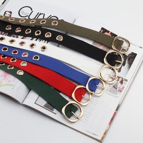 Women Belt Weaving Hollow Out Stitching Metal Square Buckle Belt Fashion Punk Casual Club Novelty Belt