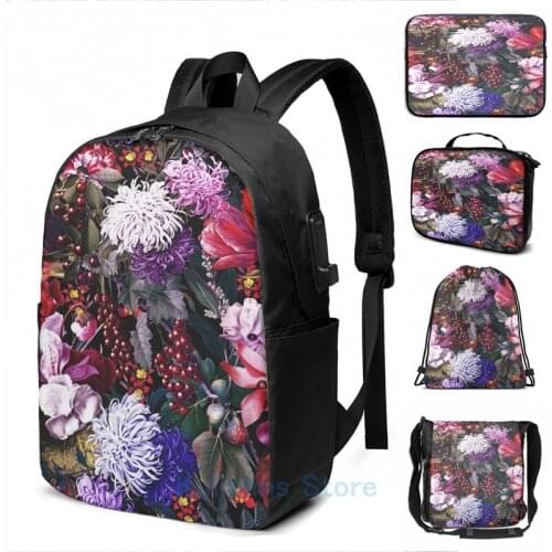 Funny Graphic print EXOTIC GARDEN NIGHT XIX USB Charge Backpack men School bags Women bag Travel laptop bag