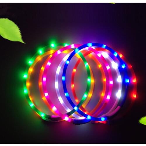 Dog Collar Pet Glowing Collar USB Rechargeable Flashing Night Cats Collars Teddy Luminous LED Light Pet Collar Leash Hot
