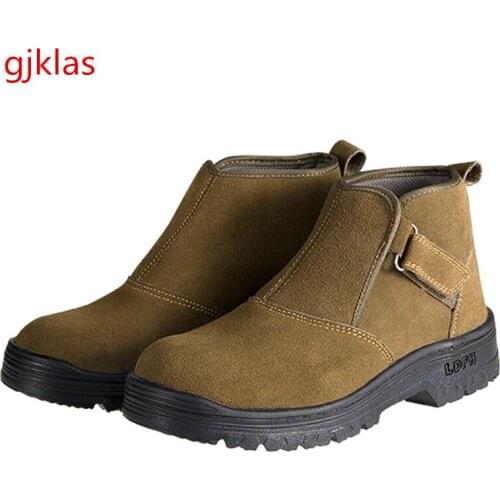 Welding Safety Boots for Men Male Steel Toe Shoes Work Boots Cow Suede Construction Protective Safety Shoes Sicherheitsschuhe