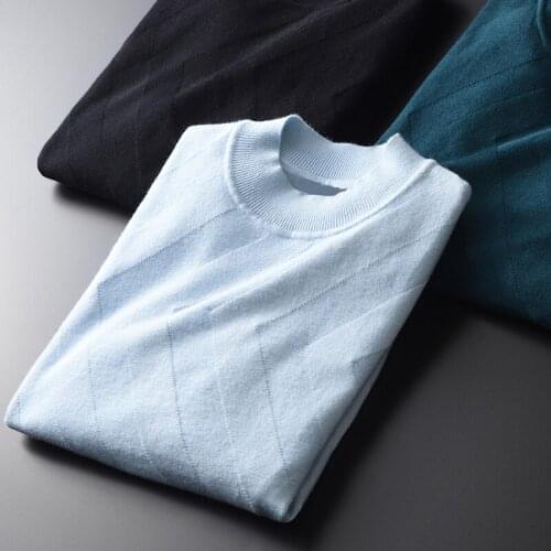 New Solid Color Mens Sweater Luxury Computer Knitted Half Turtleneck Sweater Male Plus Size 4xl Autumn Winter Sweaters Man