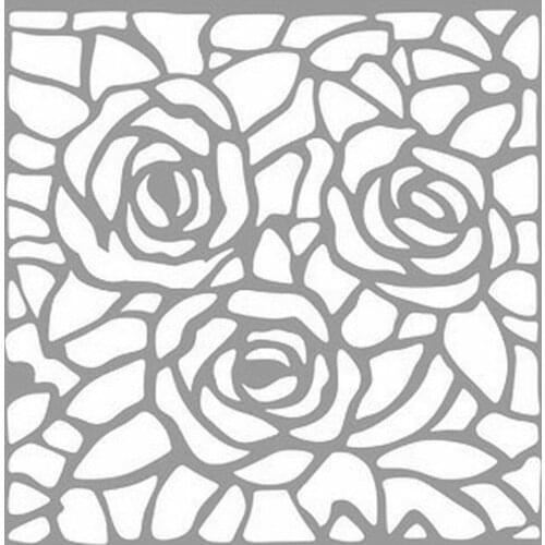 With rose Stained Glass Stencil Design, Painting Template 30x30 Cm, Walls, Tiles, furniture For Easy and Practical Pattern Application