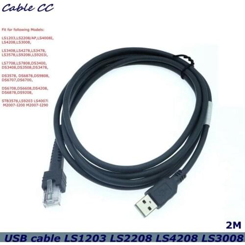 Usb 2.0 to rj45 Symbol barcode scanner USB cable LS1203 LS2208 LS4208 LS3008 CBA-U01-S07ZAR best wholesale price
