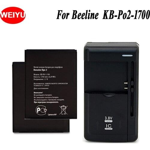 WEIYU 2PCS +Universal Charger For Beeline KB-Po2-1700 Phone Battery For Beeline KB-Po2-1700 1700mAh Hight Capacity Replacement