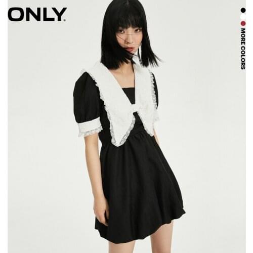 ONLY2021 autumn new slim lace doll collar lantern sleeve short dress female | 121307046