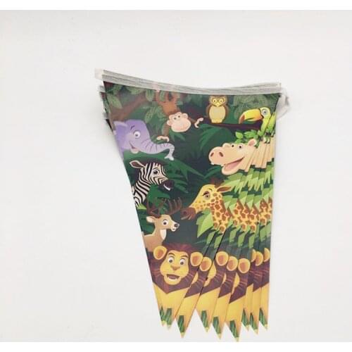 1PCS Jungle Party Animal Flags Banners & Wildlife Animal safari party Paper Flag Baby Shower Decoration Supplies