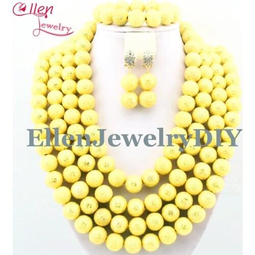 2019 New Fashion! Women Nigerian Wedding African Beads Jewelry Set earrings Copper Beads Jewellery Sets E1097