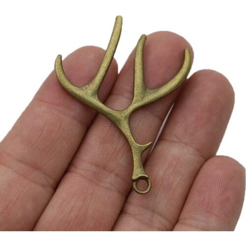 JAKONGO Antique Bronze Plated Deer Antlers Charm Pendants for Jewelry Making Bracelet DIY Accessories 52x39mm 5pcs