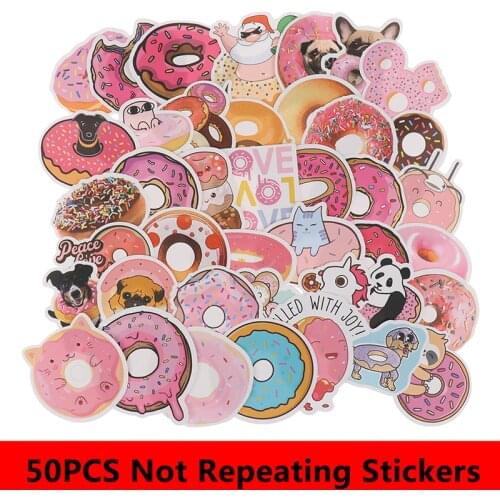 50pcs Colorful Candy Stickers Gift Toy For Girl Kawaii Cute Lollipop Donut Decal Sticker To Laptop Stationery PS4 Bike Guitar