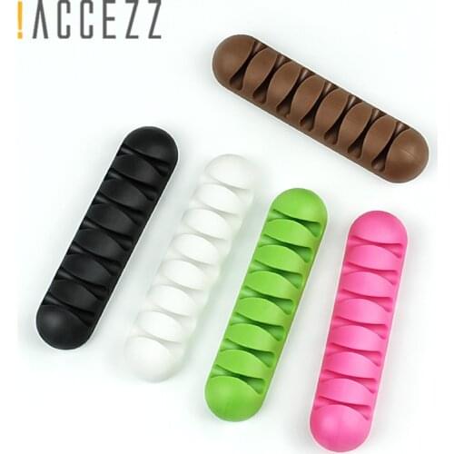 !ACCEZZ 7 Holes USB Cable Organizer Wire Winder Headphone Earphone Holder Mouse Cord Silicone Clip Phone Line Desktop Management