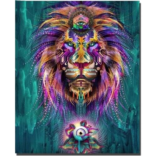 5d diamond painting psychedelic art lion, spiritual art tiger embroidery Diy full diamond mosaic picture modern home decoration
