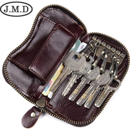 Genuine Leather Keychain Men Women Key Holde Organizer Pouch Car Key Wallet Housekeeper Key Case Mini Card Bag