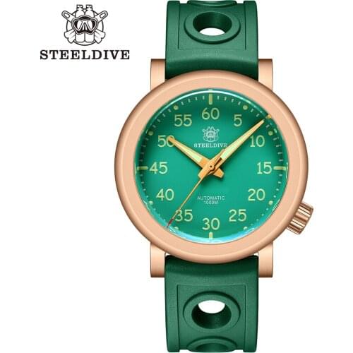 STEELDIVE professional dive wrist watch men,mens automatic watches bronze 1000m waterproof wristwatch C3 luminous diver clock
