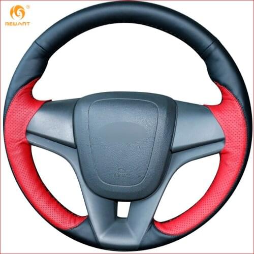 MEWANT Black Leather Red Leather Car Steering Wheel Cover for Chevrolet Cruze 2009-2014 Aveo 2011-2014 Holden Cruze 2010 Parts