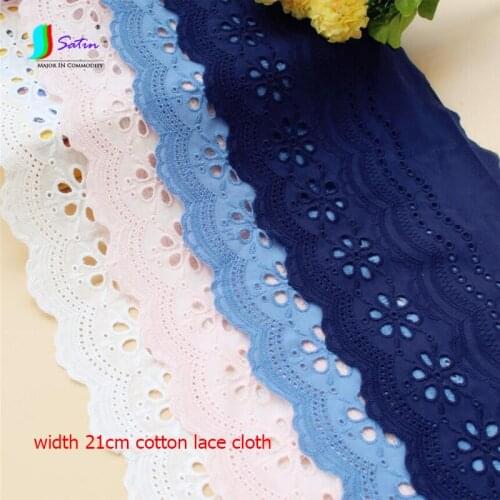 Diy Home Sofa Cloth Crafts Hemline Decoration Width 21cm White Pink Navy Blue Embroidery Hollow Cotton Lace Cloth A0711L