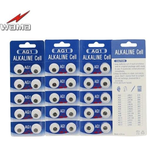 40pcs/batch Wama AG1 LR621 1.55V alkaline button battery 364 SR621 164 watch toy battery