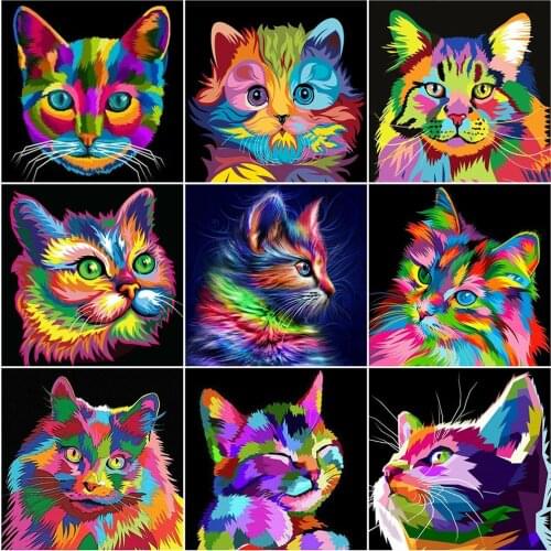 Evershine 5D DIY Diamond Painting Cat Rhinestone Pictures Diamond Embroidery Animals Cross Stitch Kit Home Decoration