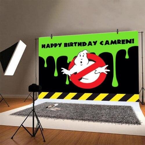 Ghostbusters Backdrop Children Birthday Party Boys Green Ghost Custom Photography Background For Photo Studio