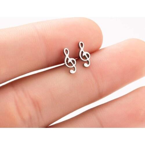 Hfarich Personality Stainless Music Dream Stud Earrings Music Notes Stud Ear Gold Color Earring for Girls Jewelry Accessories