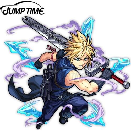 JumpTime 13 x 11.5cm Final Fantasy 7 Cloud Strife Monster Strike v2 Car Stickers Creative Personality Scratch-Proof Bumper Decal
