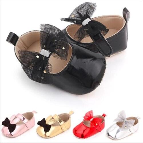 Lovely Bowknot Baby Crib Shoes New Spring Infants PU First Walkers Soft Sole Newborn Girls Princess Shoes