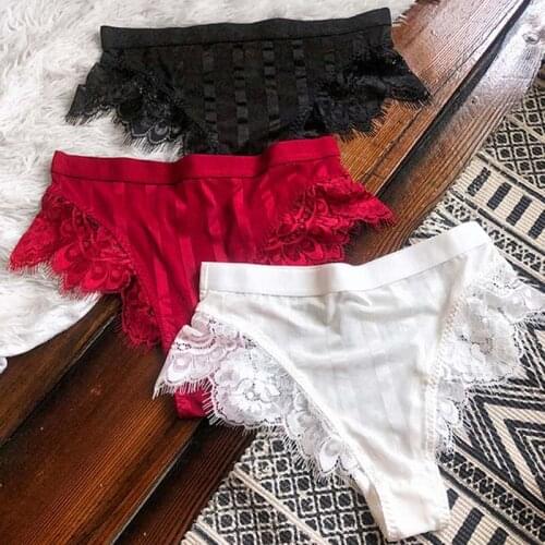 Lace Seamless Sexy Womens Underpants Pure Color Hollow Out Panties Thongs High Waist Breathable Female Lingerie Underwear