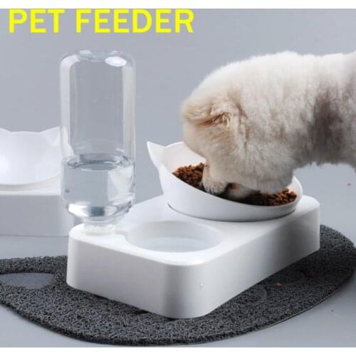 Pet Bowl Automatic Feeder Dog Cat Food Bowl with Water Dispenser Drinking Raised Stand Dish Bowls with Pet Supplies
