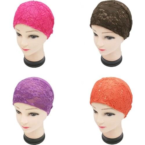 Muslim Underscarf Full Cover Lace Flower Hat Headscarf Turban Islam Wrap Hijab Cap Women Hair Loss Cancer Chemo Beanie Headwear