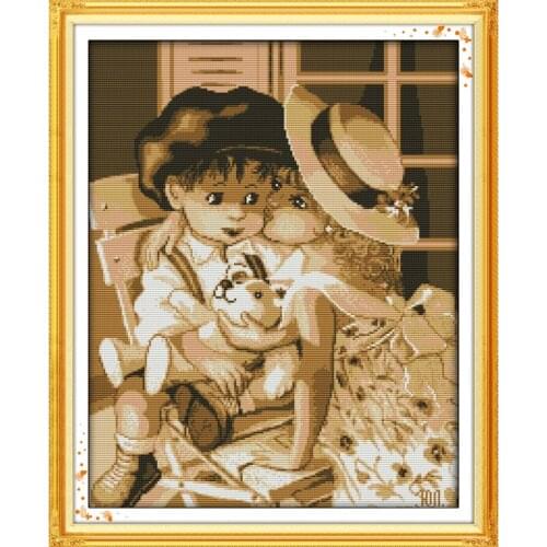 When I was a child Patterns Cross Stitch Kits 11CT Printed Fabric 14CT Canvas Counted Chinese Cross-stitch set Embroidery