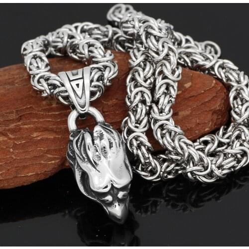 Stainless steel Nrodic viking odin raven pagan knot pendant necklace