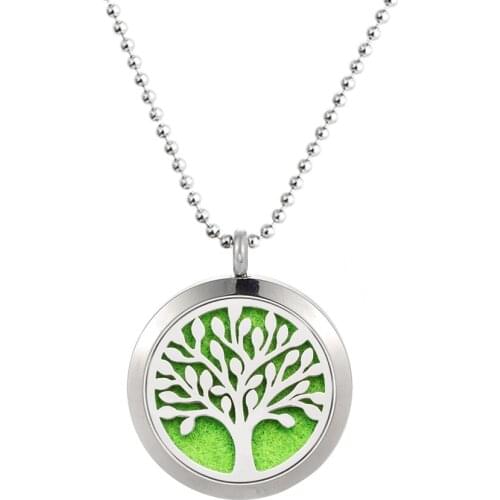 New 25mm Perfume Essential Oil Diffuser Locket Necklace 316L Stainless Steel Aromatherapy locket(Free 60cm chain & 10Pads)