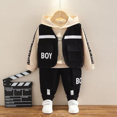 0-4 years old autumn and winter new fashion childrens clothing baby fashion letter set boys' and girls' waistcoat three piece s