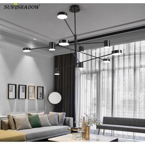 New Arrival Chandelier Minimalist LED Hanging Light For Living room Bedroom Kitchen Dining room Black&Gold Metal Chandelier Lamp