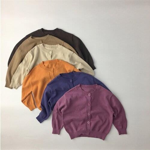 Fall new children solid color literature sweater 1-6 years boys girls crew neck soft casual knit sweaters