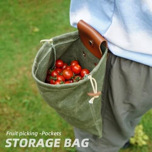 Outdoor Tool Gadget Bag PU Leather Waterproof Canvas Waist Pocket Belt Hanging Storage Foraging Bag Camping Hiking EDC Accessory