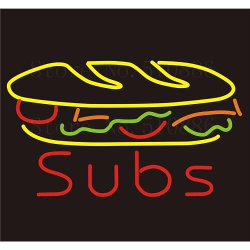 Custom NEON Sign Board Subs Hamburger Bred Glass Tube Beer Bar Club Pub Display Store Shop Light Signboard Signage Signs 17*14"