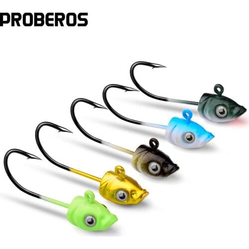 PROBEROS 100pcs Jig Head Fishhooks 3.5g-5g-7g Barbed Fishing Hooks Metal Jigs Fishing Hooks For Soft Baits Fishing Tackle