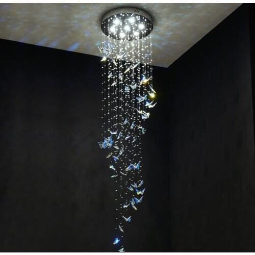 Luxury crystal staircase chandelier living room designer Villa Duplex Hotel engineering custom rotary crystal lamp