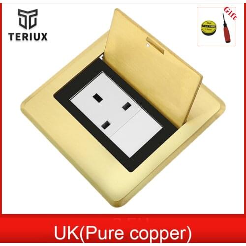 UK plug outlet pure copper built in floor socket recessed manufacturer OEM