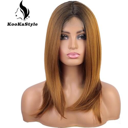 KooKaStyle Synthetic Bob Wigs Short Straight Wigs for Black Wowem Ombre Wigs Heat Risistant Fiber Hair Natural Party Hair
