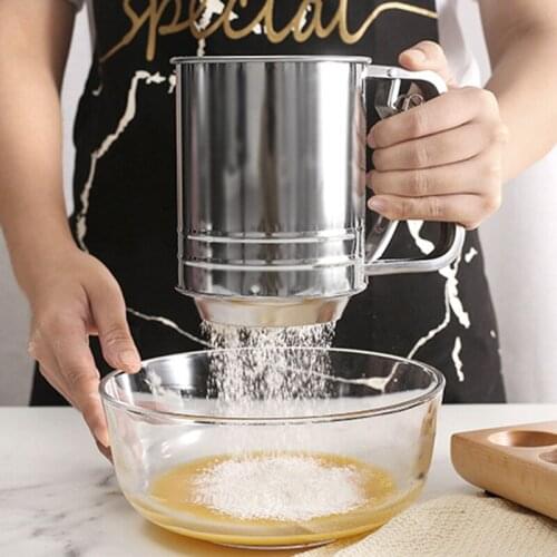 Stainless Steel Flour Sifter With Hand Press Double Layers Sieve Baking Sieve Cup Sifter For Baking Flour Sifter Sieve