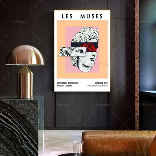 Greek God Greek bust statue art pink red pastel Artwork abstract Museum Colour Block Print Wall Art Poster PrintCanvas Painting